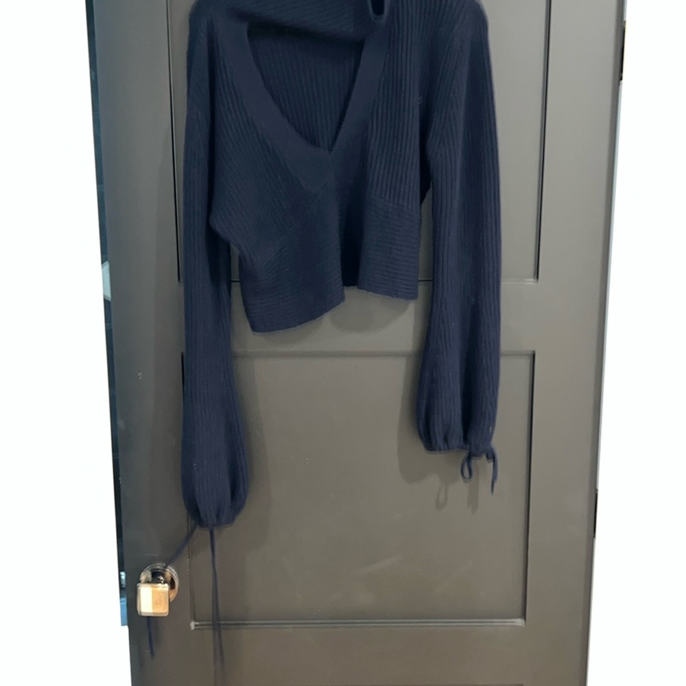 ALC Navy Blue Knit Sweater with V-Neck